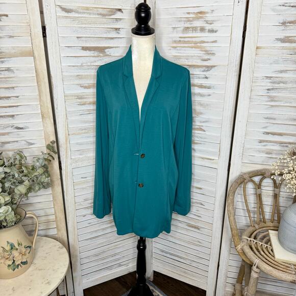 J. JILL WEAREVER COLLECTION Women's L Ponte Knit Button Blazer Career Beachy - Picture 2 of 15